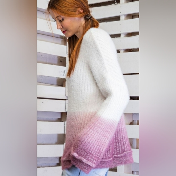 Easel Dip Dye Bell Sleeve Mohair Sweater - Picture 4 of 4